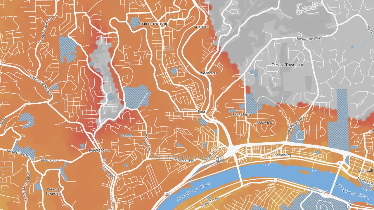 Transit Grade map of 15223, PA