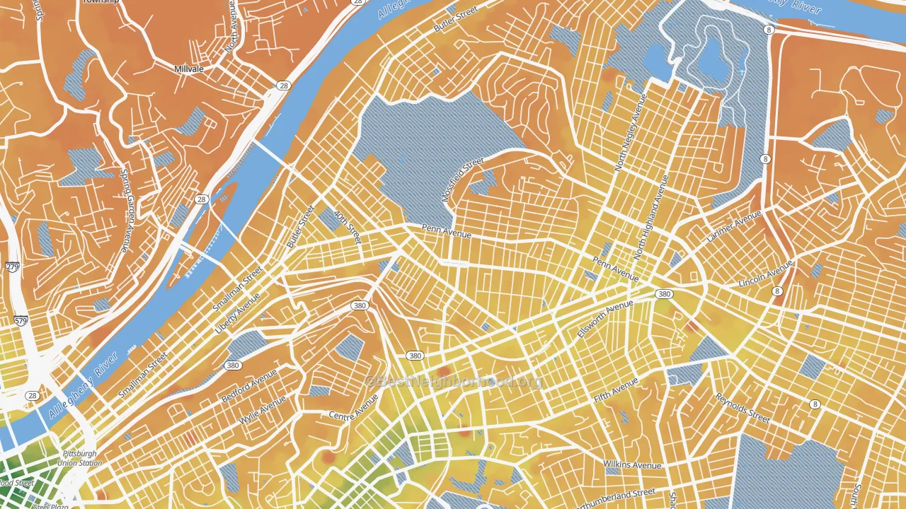 Transit Grade map of 15224, PA
