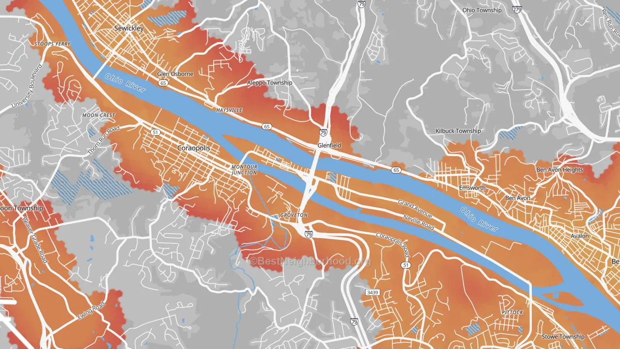 Transit Grade map of 15225, PA