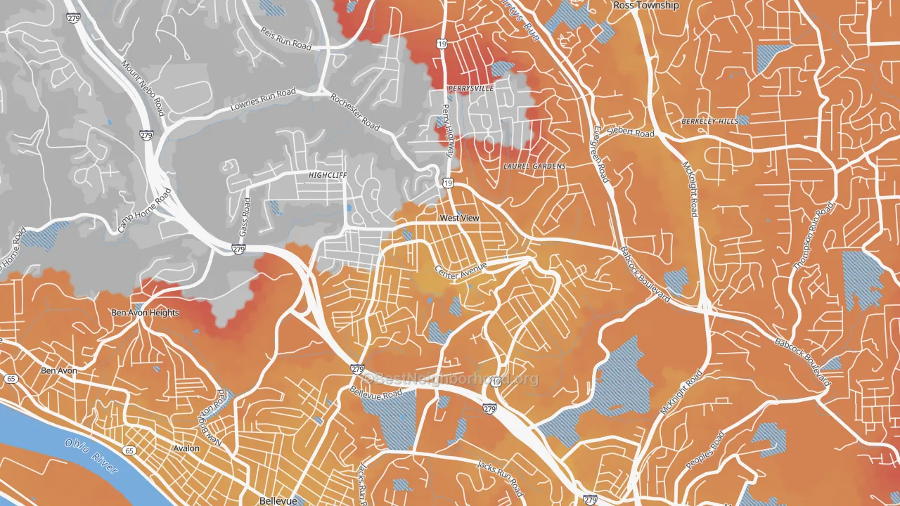 Transit Grade map of 15229, PA