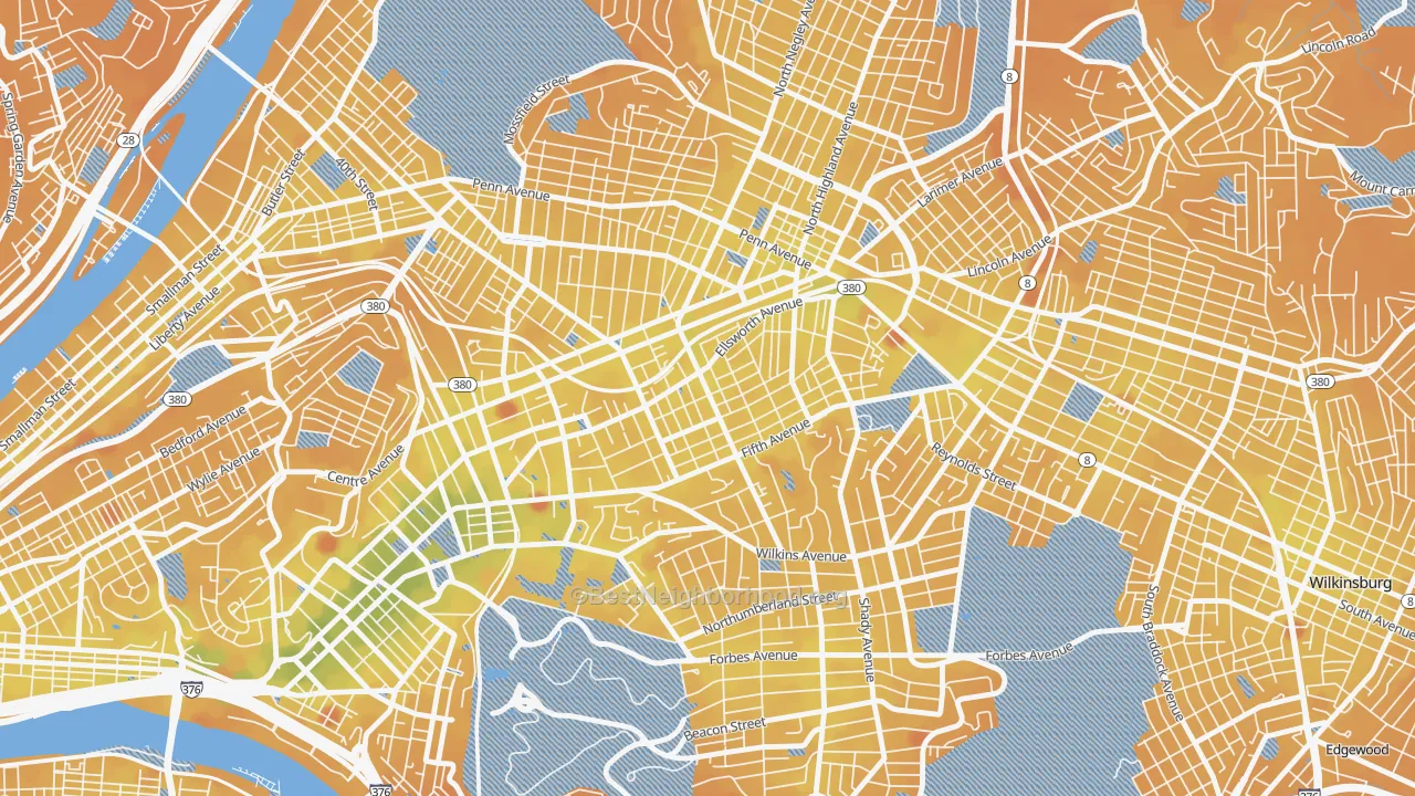 Transit Grade map of 15232, PA