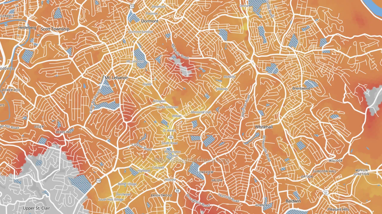 Transit Grade map of 15234, PA