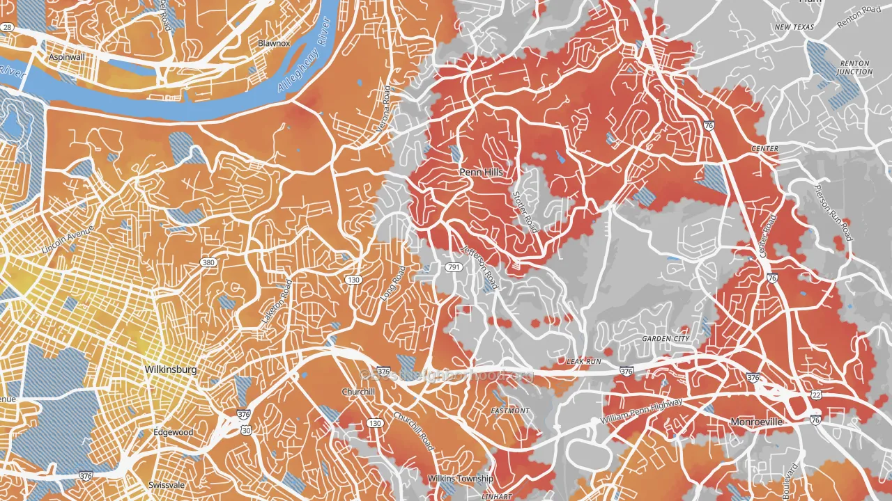 Transit Grade map of 15235, PA