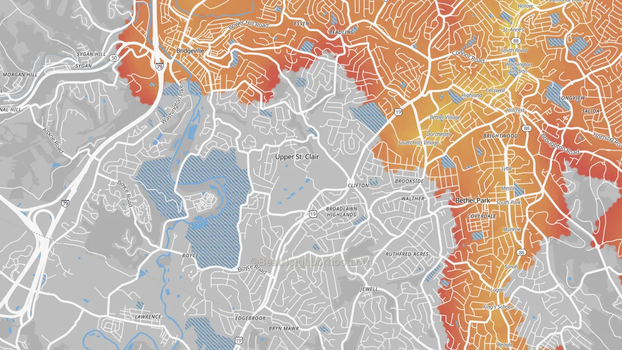 Transit Grade map of 15241, PA