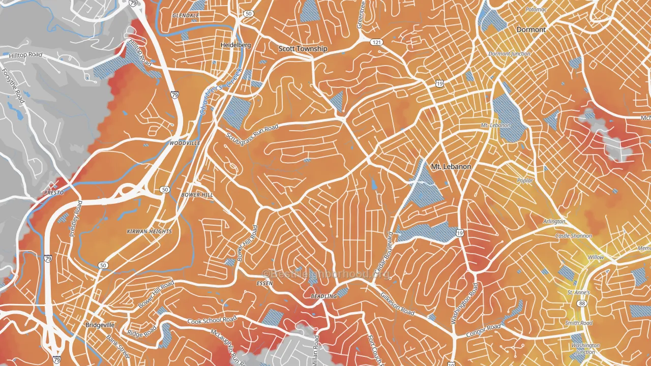 Transit Grade map of 15243, PA