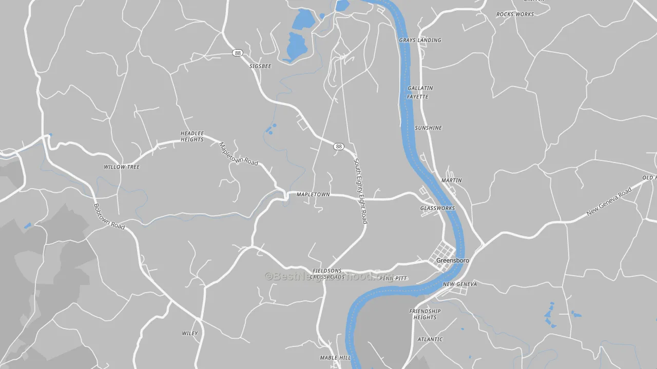 Transit Grade map of 15338, PA