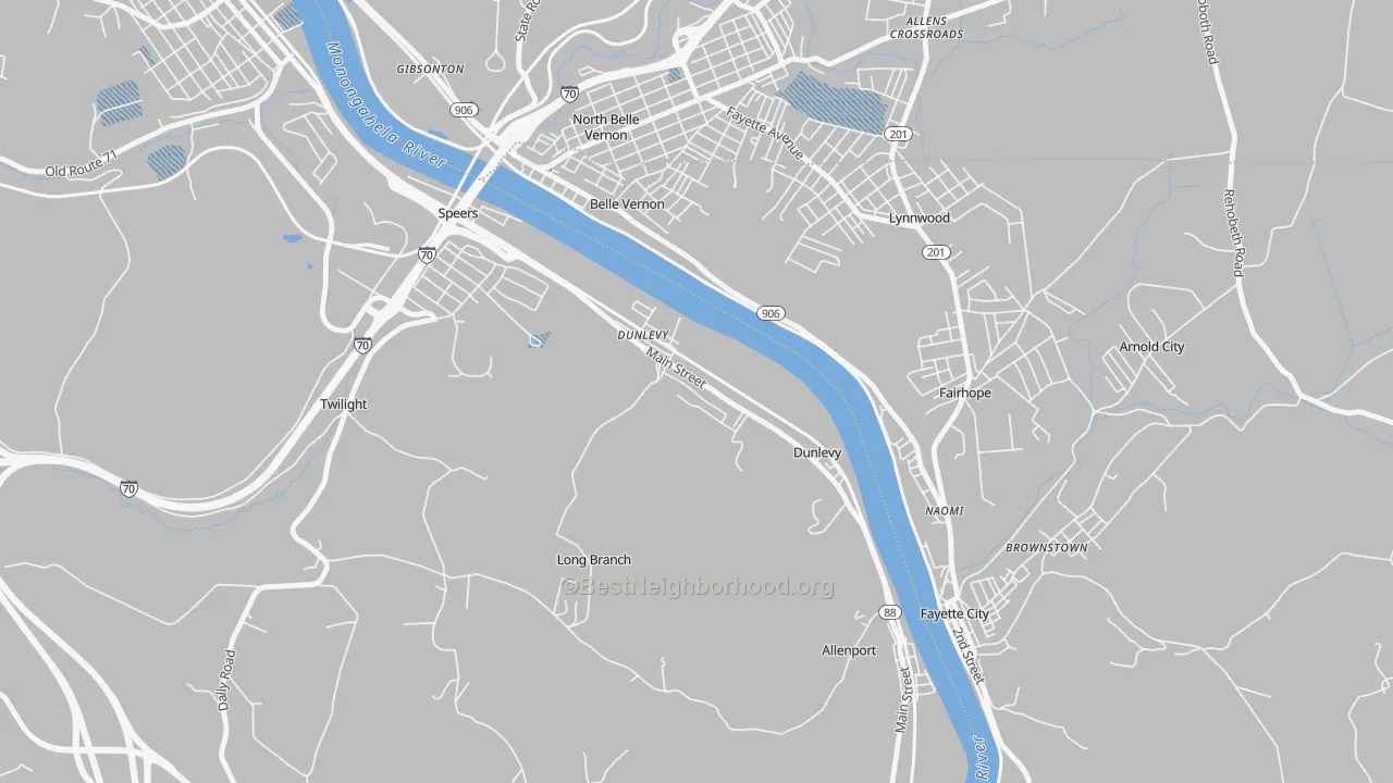 Transit Grade map of 15432, PA