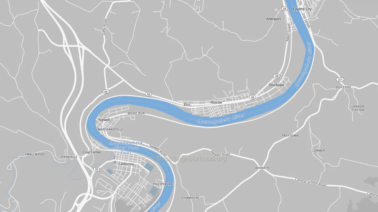 Transit Grade map of 15434, PA