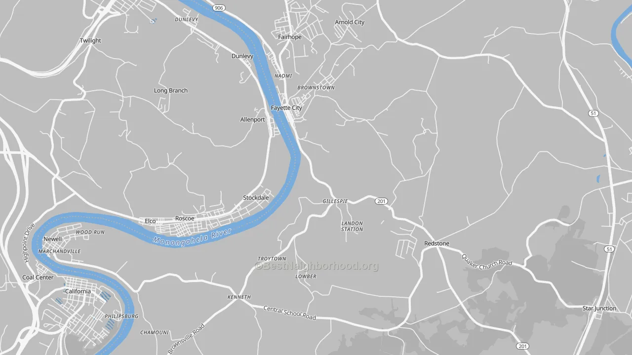 Transit Grade map of 15438, PA
