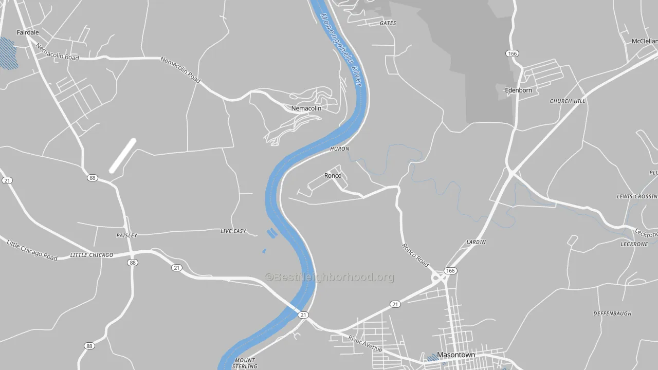 Transit Grade map of 15476, PA