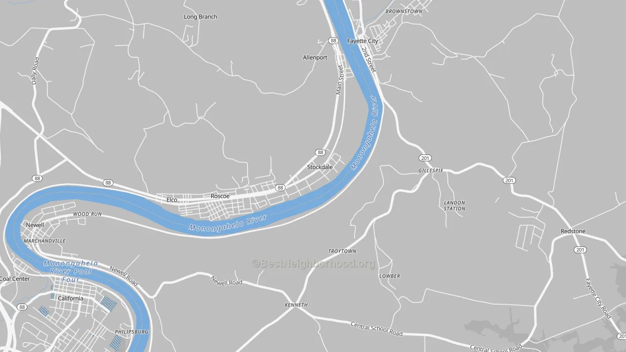 Transit Grade map of 15483, PA