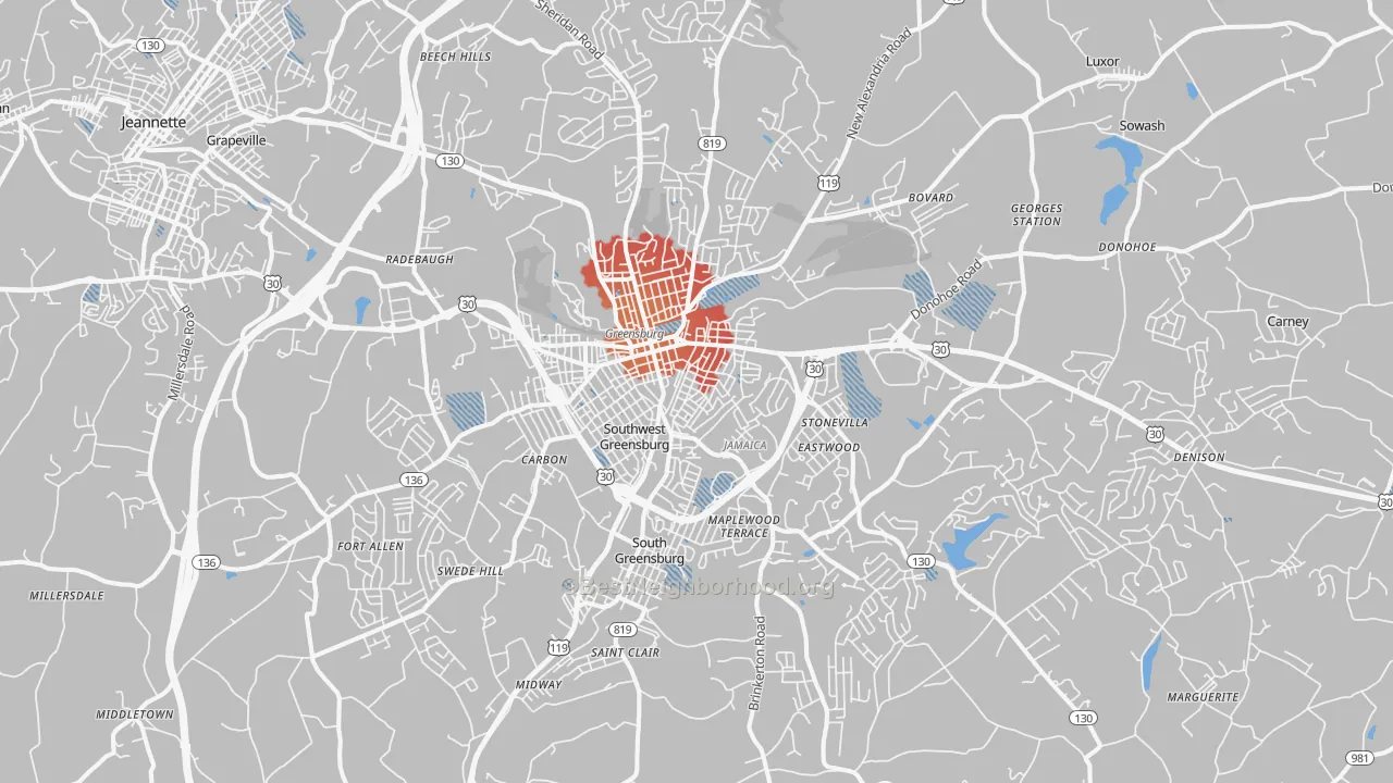 Transit Grade map of 15601, PA