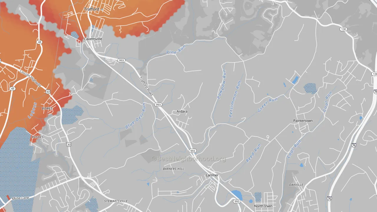 Transit Grade map of 15615, PA