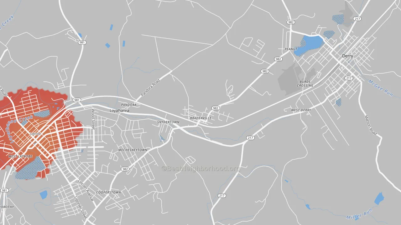 Transit Grade map of 15620, PA