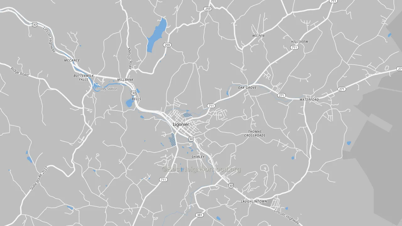 Transit Grade map of 15658, PA