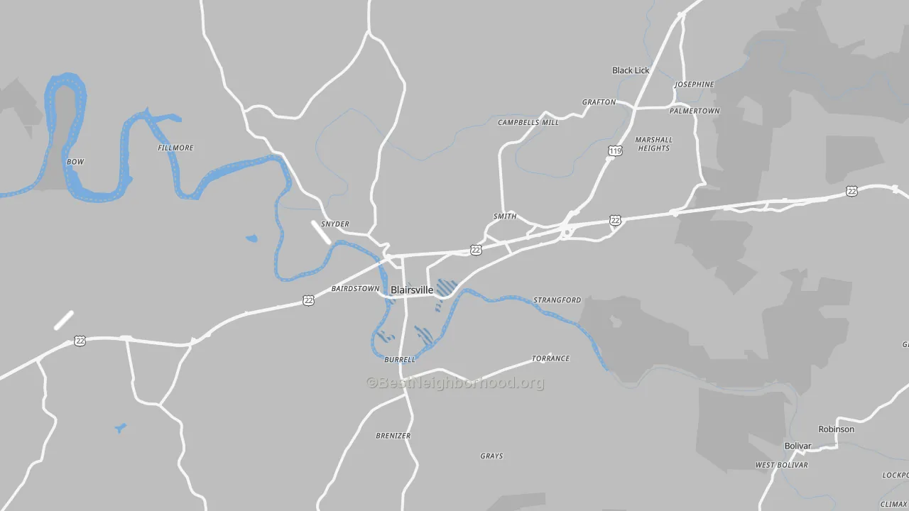 Transit Grade map of 15717, PA