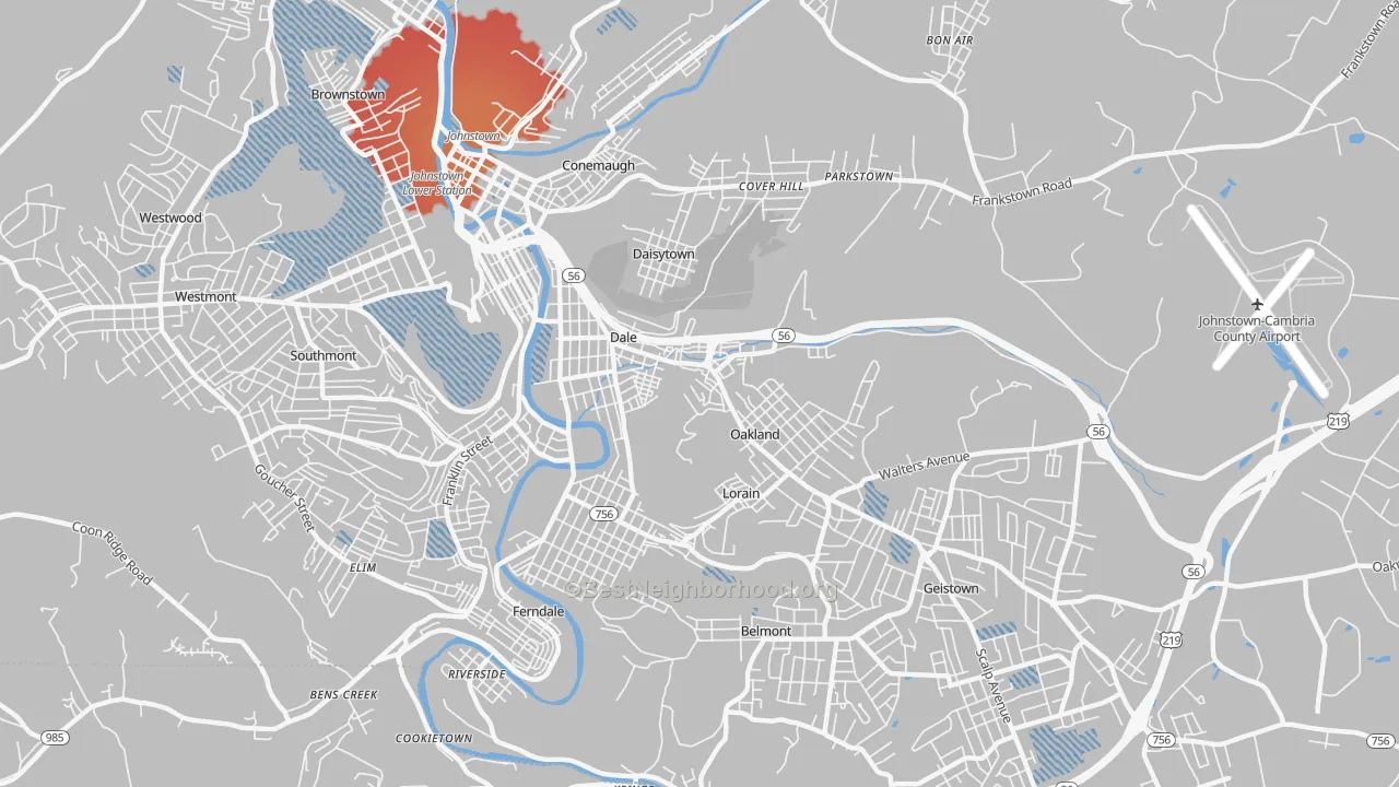 Transit Grade map of 15902, PA