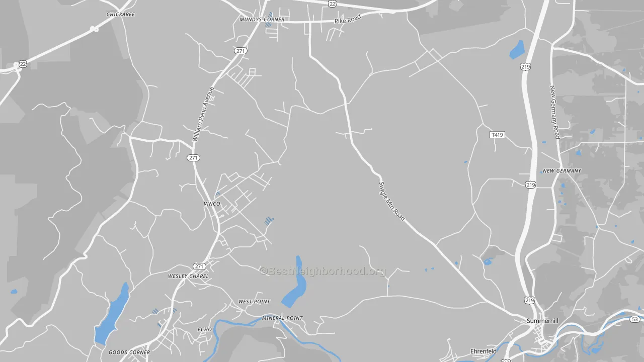 Transit Grade map of 15942, PA