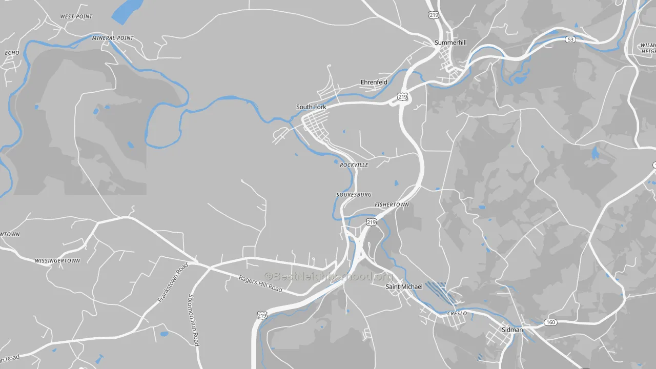 Transit Grade map of 15956, PA