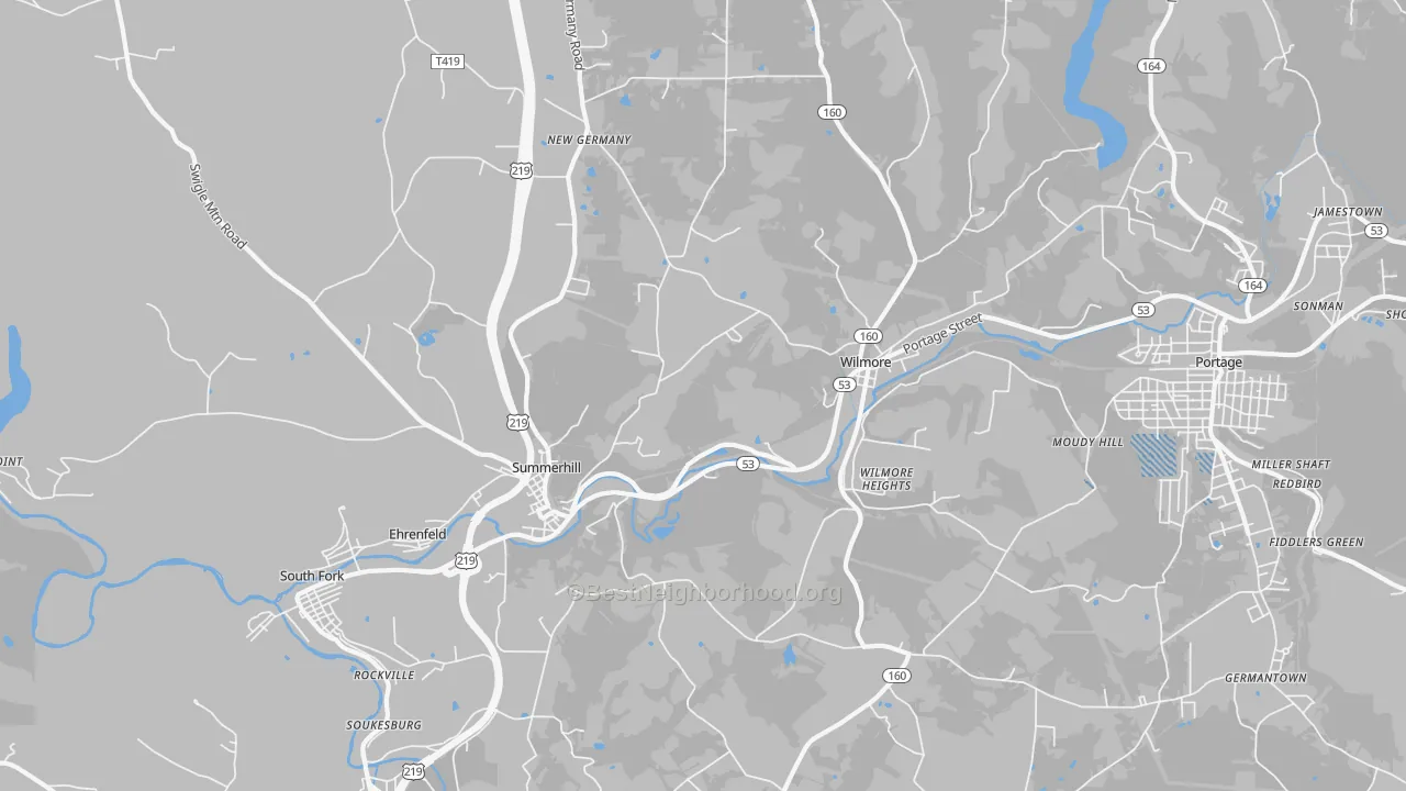 Transit Grade map of 15958, PA