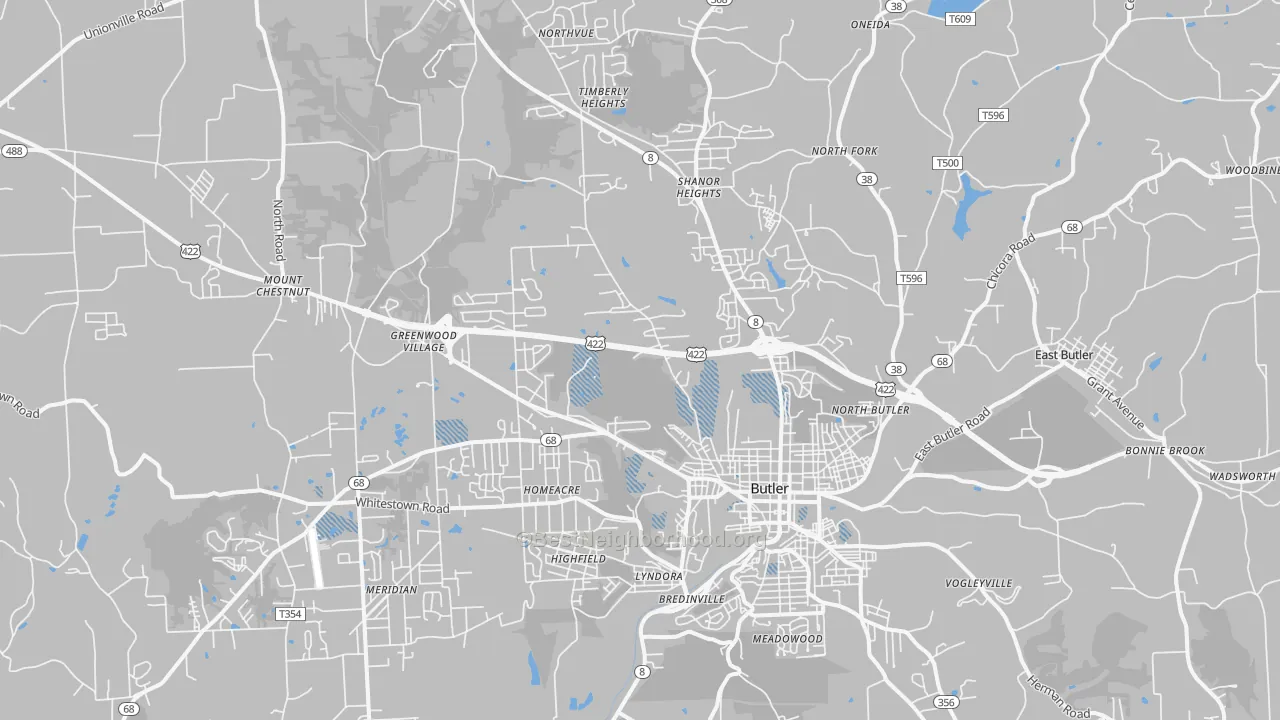 Transit Grade map of 16001, PA