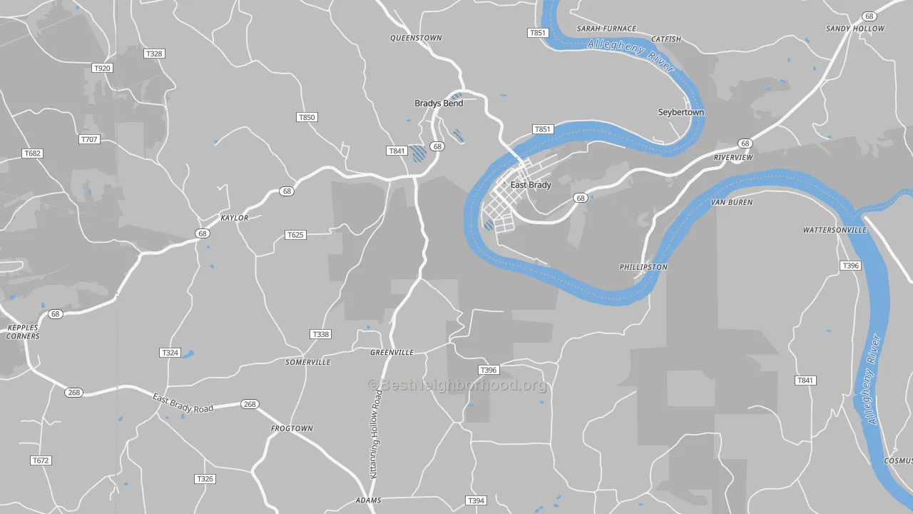 Transit Grade map of 16028, PA