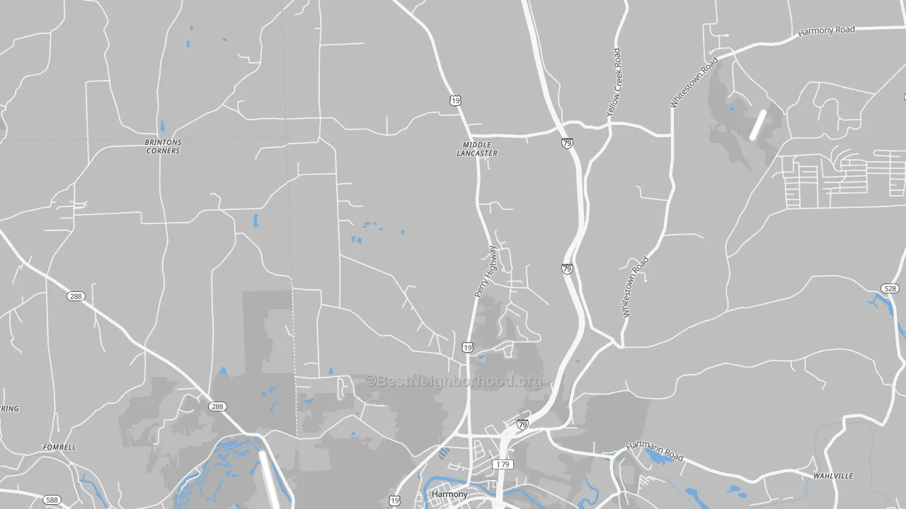 Transit Grade map of 16037, PA