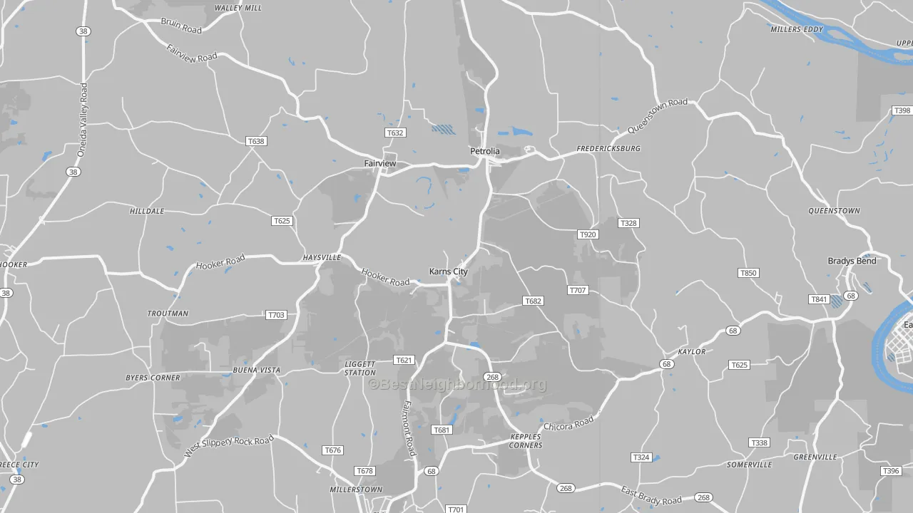 Transit Grade map of 16041, PA