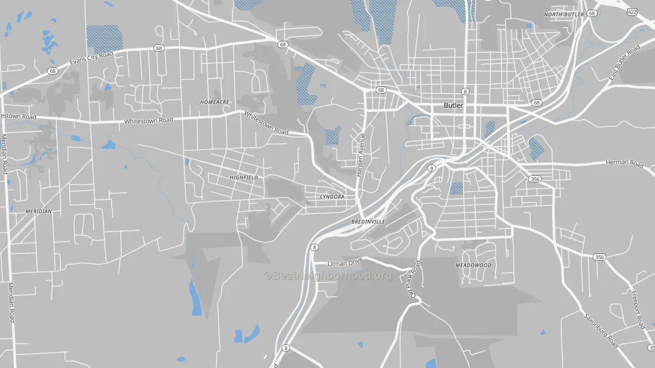 Transit Grade map of 16045, PA