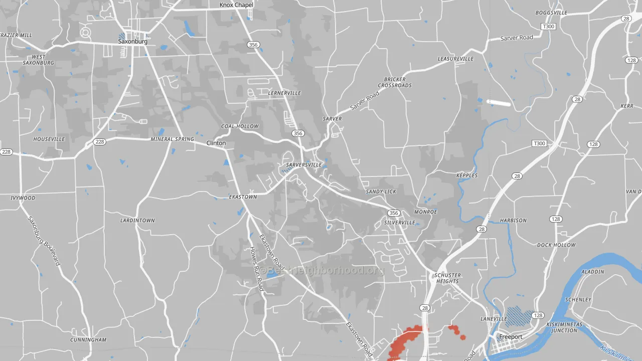 Transit Grade map of 16055, PA