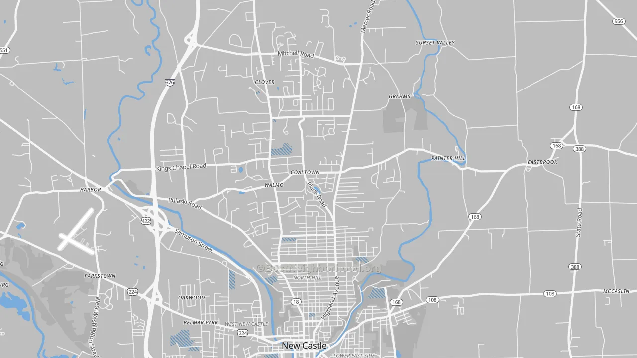 Transit Grade map of 16105, PA