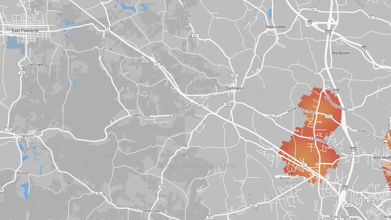 Transit Grade map of 16115, PA