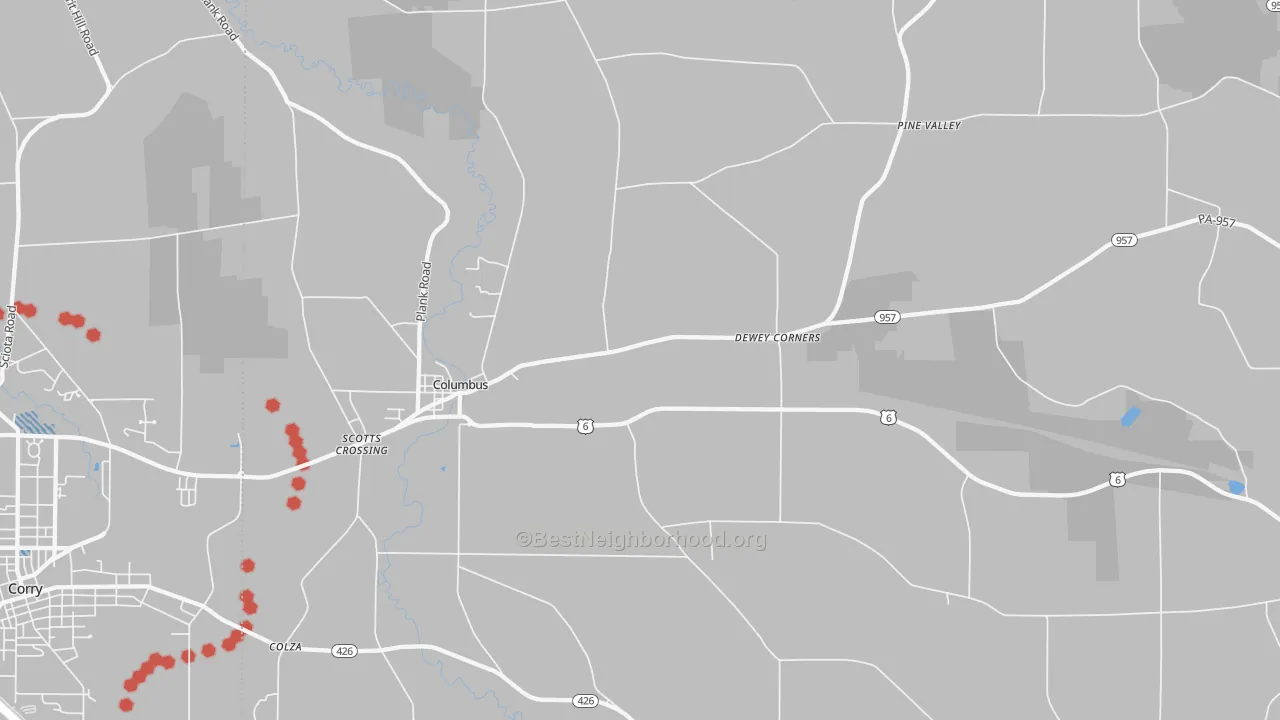 Transit Grade map of 16405, PA