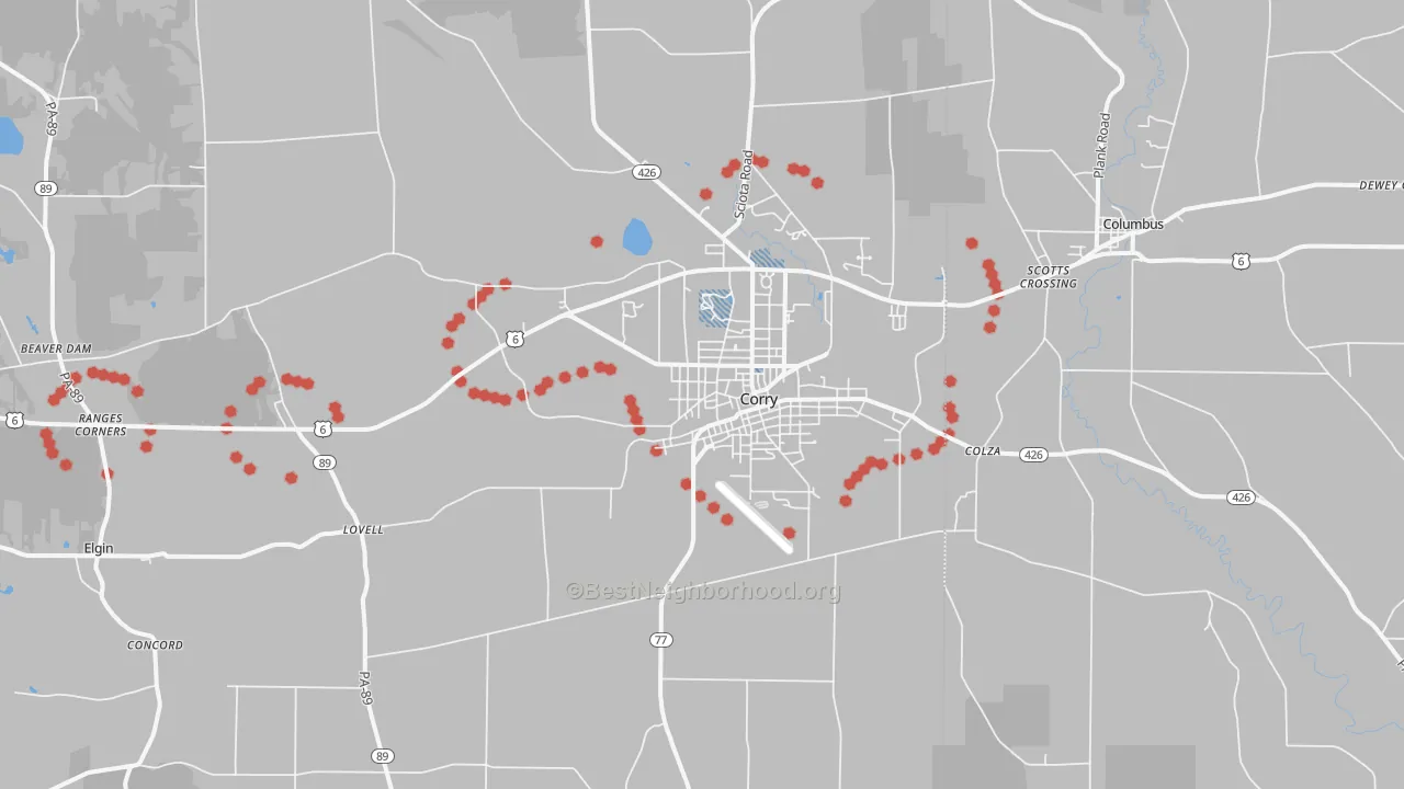 Transit Grade map of 16407, PA