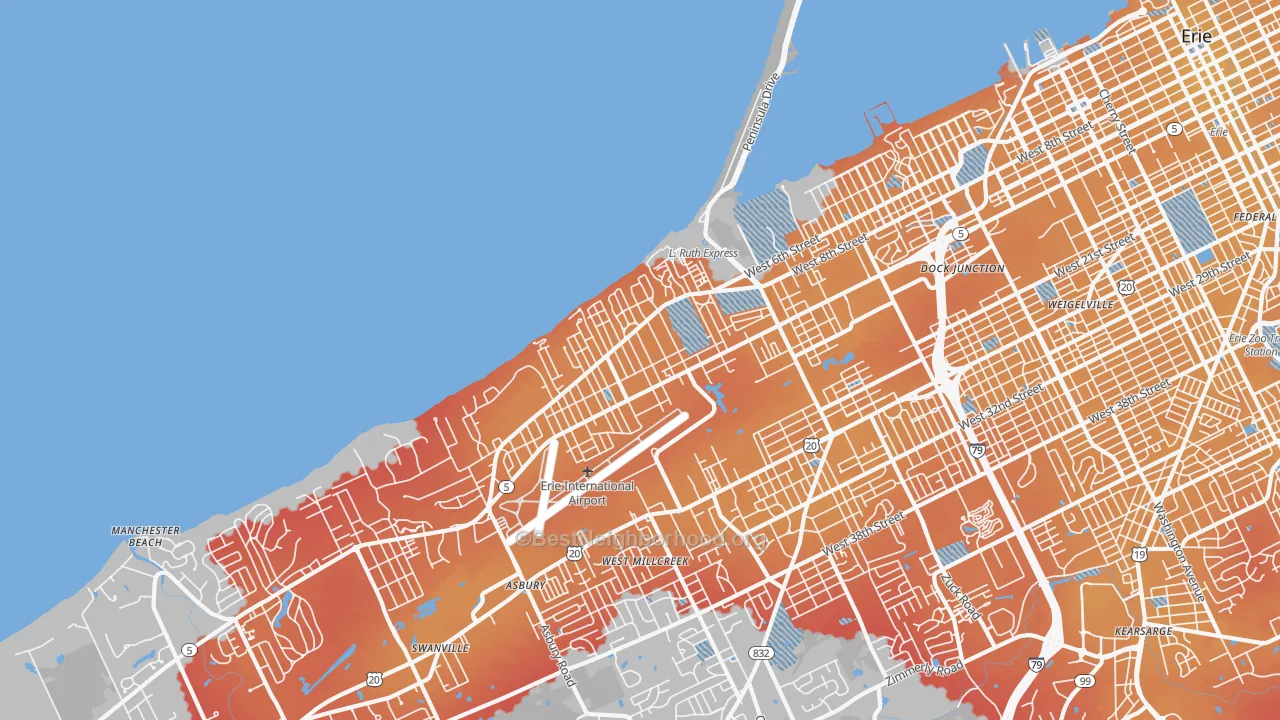Transit Grade map of 16505, PA