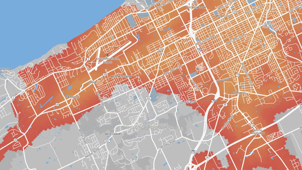 Transit Grade map of 16506, PA