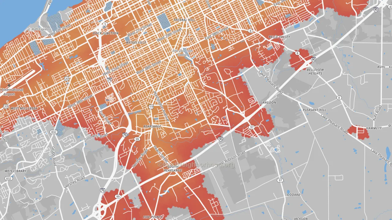 Transit Grade map of 16509, PA