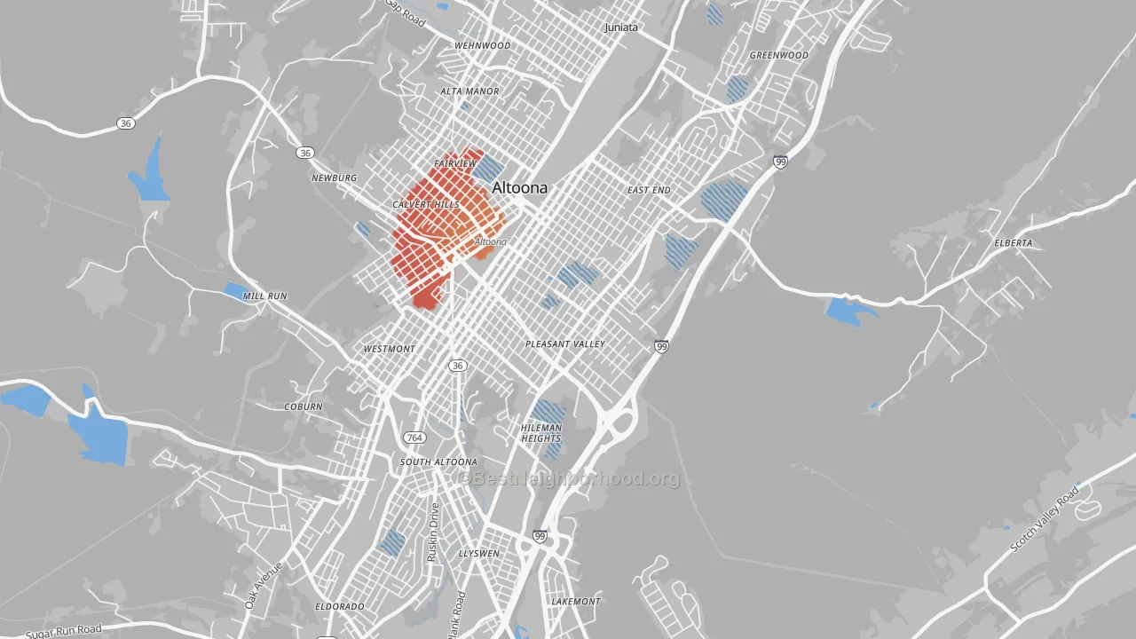 Transit Grade map of 16602, PA
