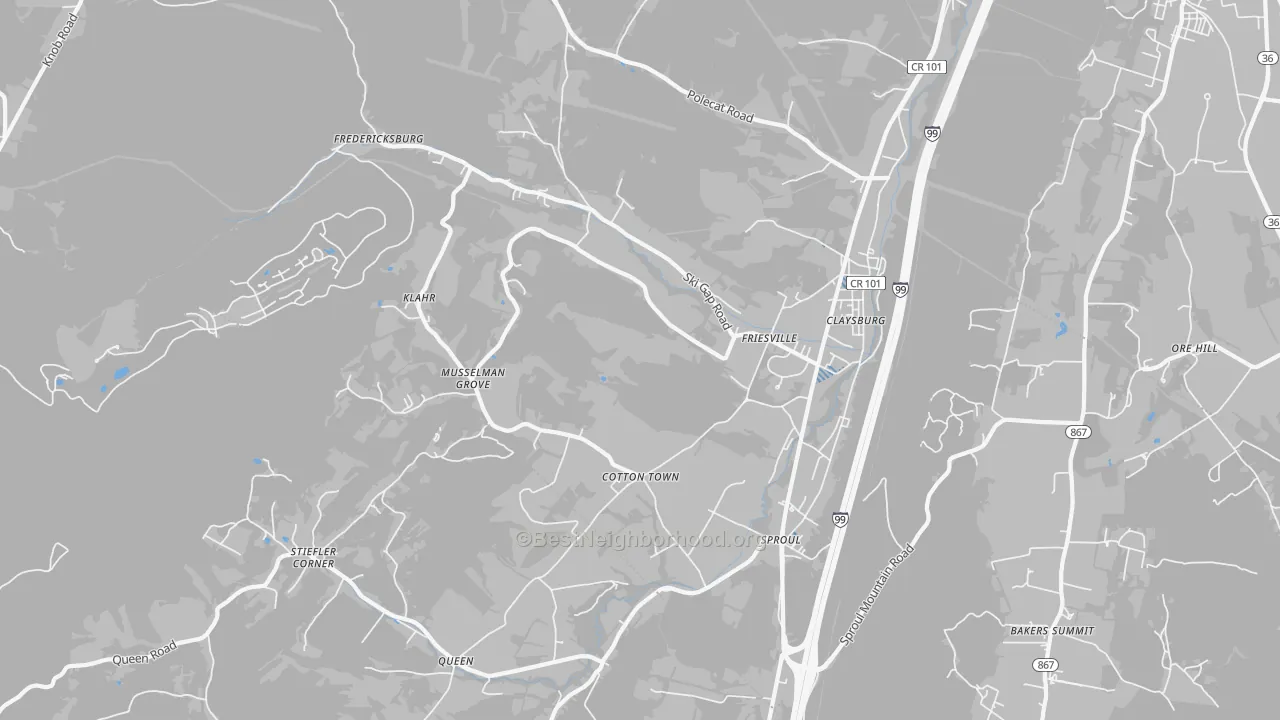 Transit Grade map of 16625, PA