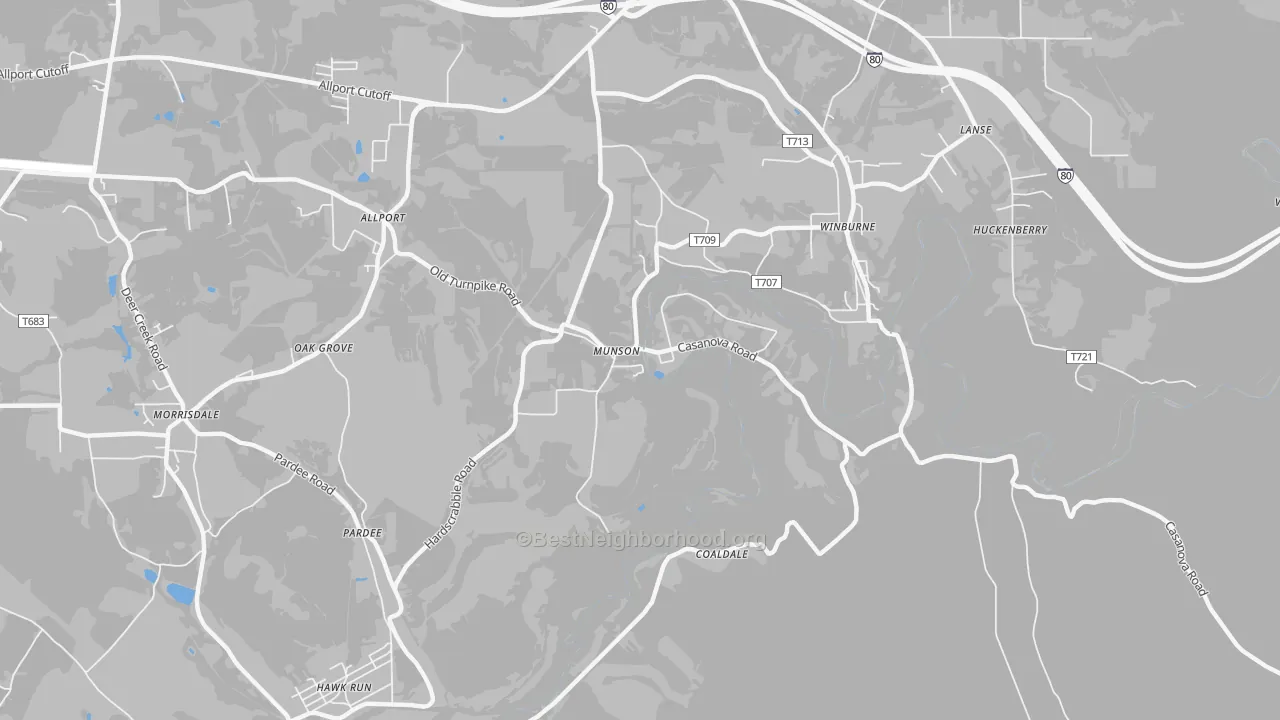 Transit Grade map of 16860, PA