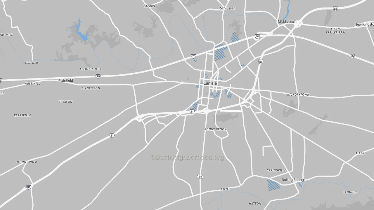 Transit Grade map of 17015, PA