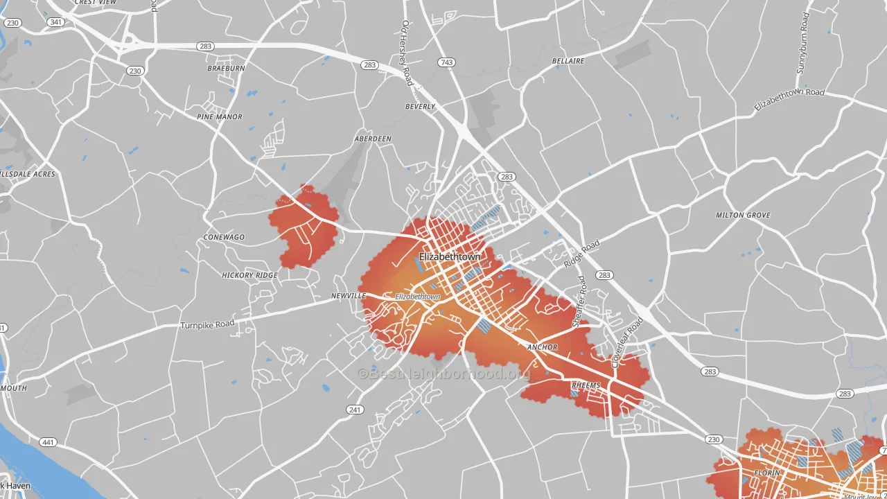 Transit Grade map of 17022, PA