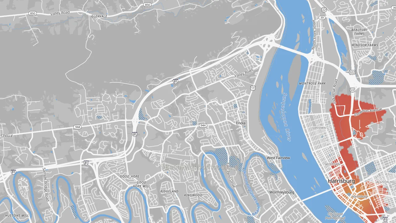 Transit Grade map of 17025, PA