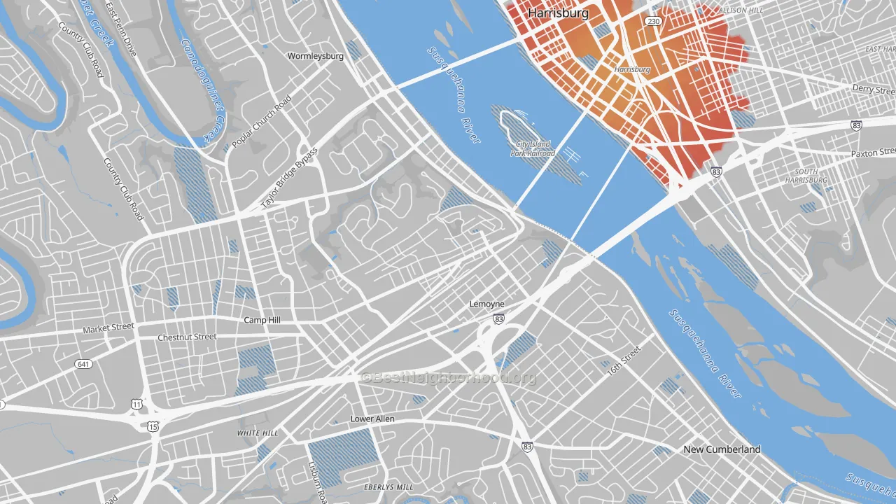 Transit Grade map of 17043, PA