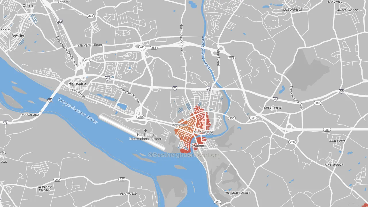 Transit Grade map of 17057, PA