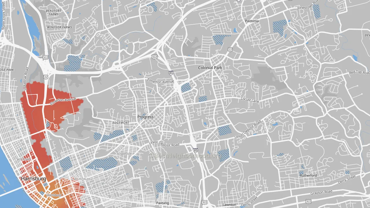 Transit Grade map of 17109, PA
