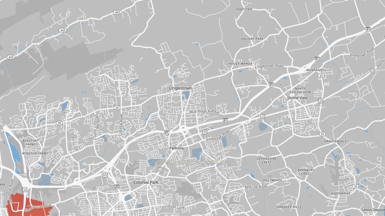 Transit Grade map of 17112, PA