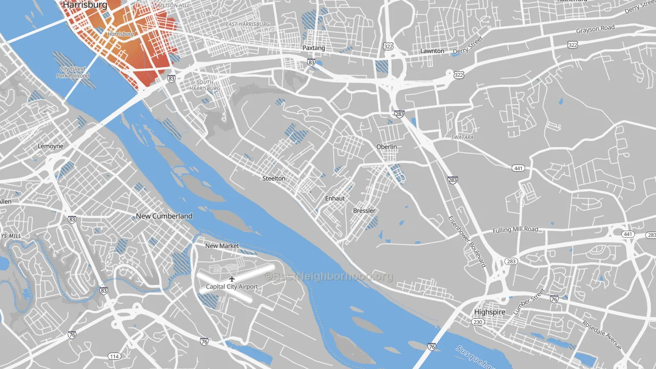 Transit Grade map of 17113, PA