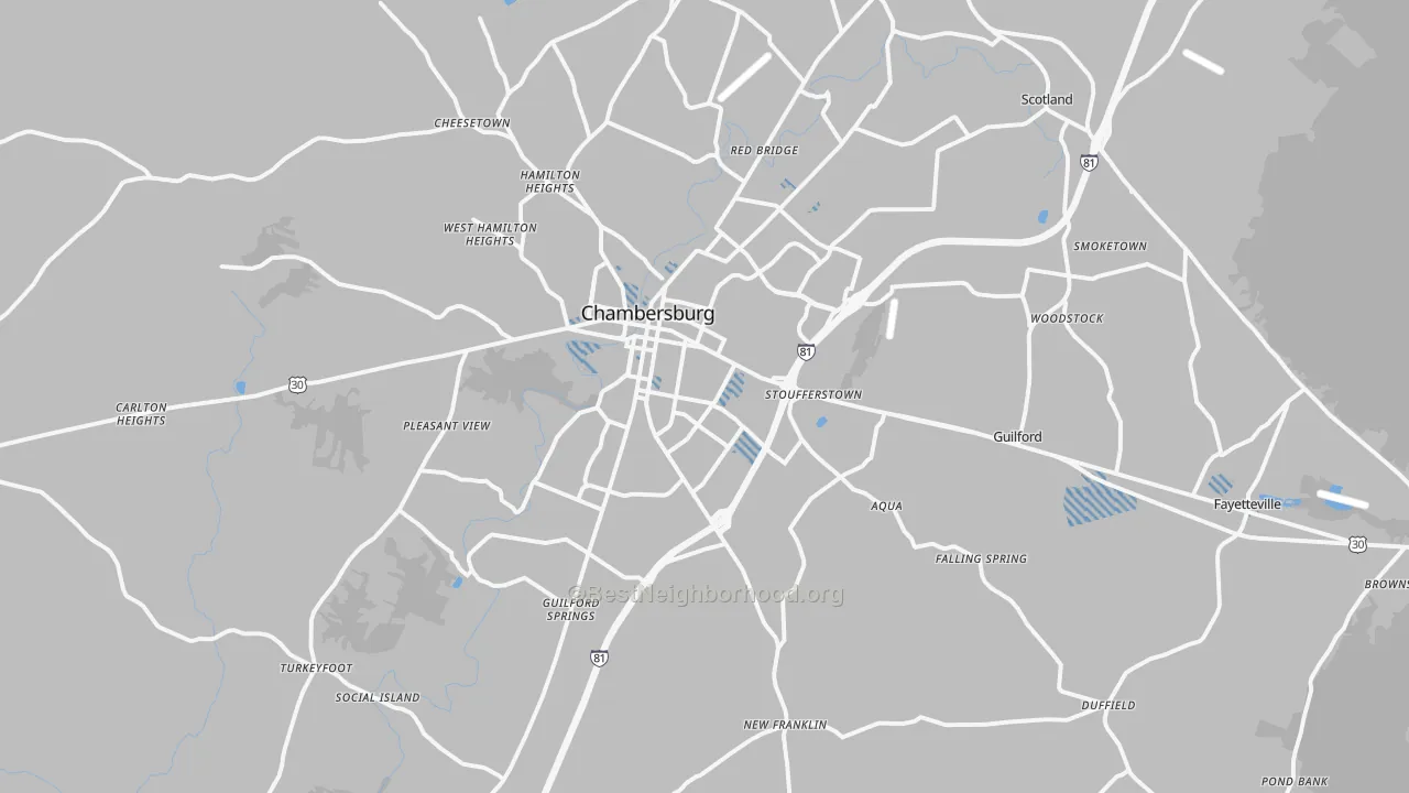 Transit Grade map of 17202, PA