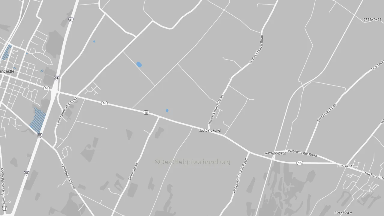 Transit Grade map of 17256, PA